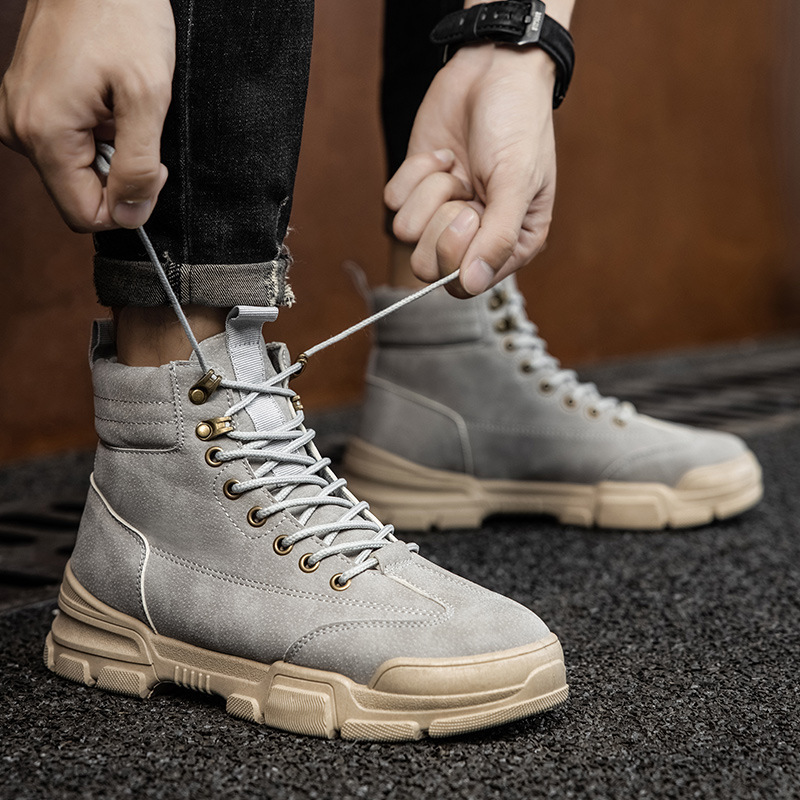 Boots Men Casual Boots Platform Sneakers Leather Sneakers Work Shoes Male Vulcanized Travel Running Walking Moccasins Shoe 221008