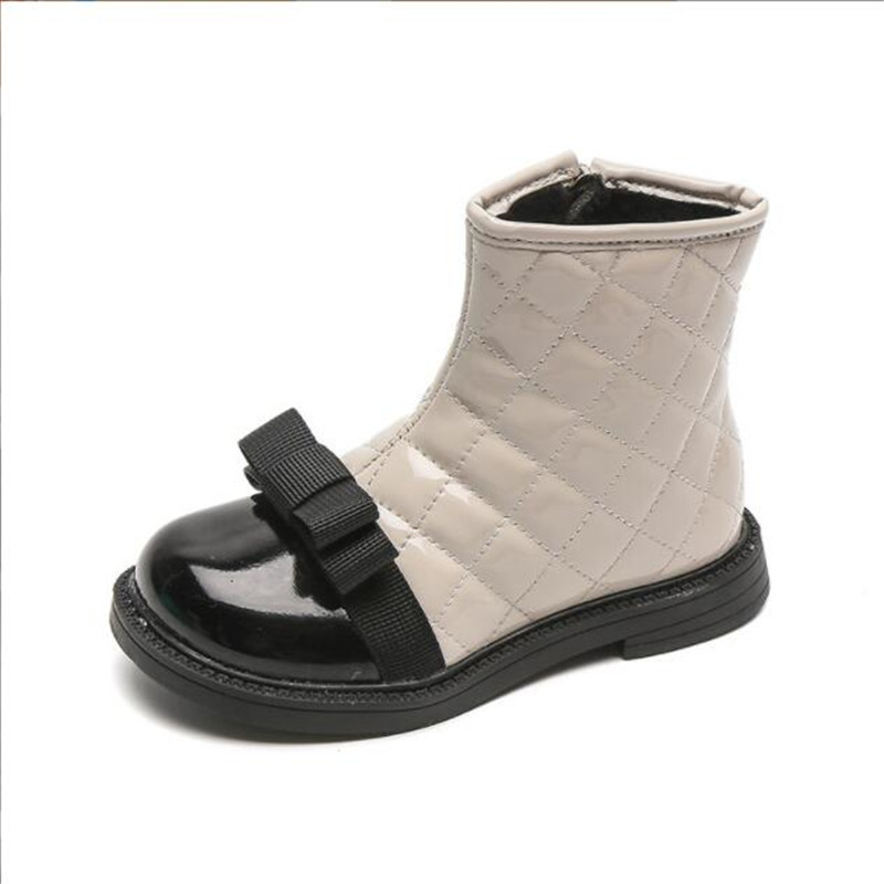Boots Kids Bow Winter Baby Girls Black Fashion Children Ankle Shoes Toddler Warm Princess Shoe Soft Pu Leather 221007