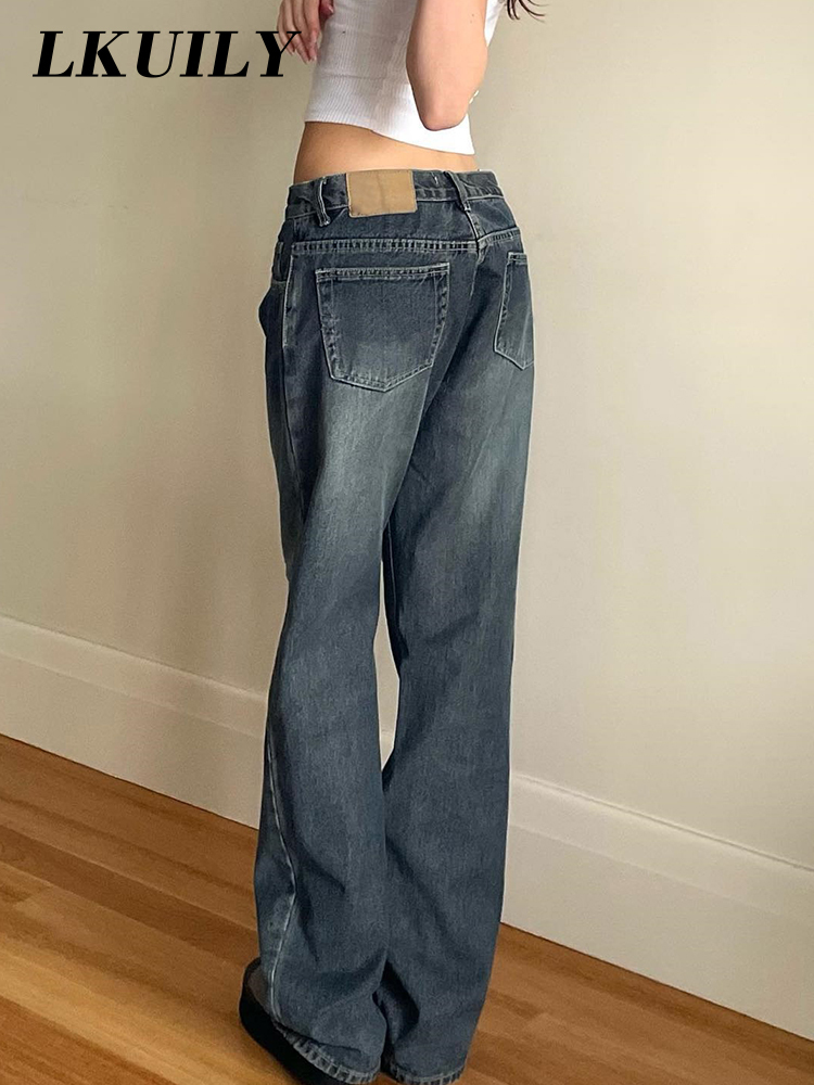 Womens Jeans High Waist Women Baggy Fashion Straight Leg Pants Y2k Denim Trousers Vintage Loose Blue Washed Mom 221007