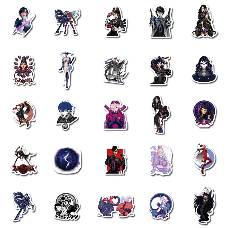 50PCS cartoon game Bayonetta Stickers Jeanne Graffiti Kids Toy Skateboard car Motorcycle Bicycle Sticker Decals Wholesale