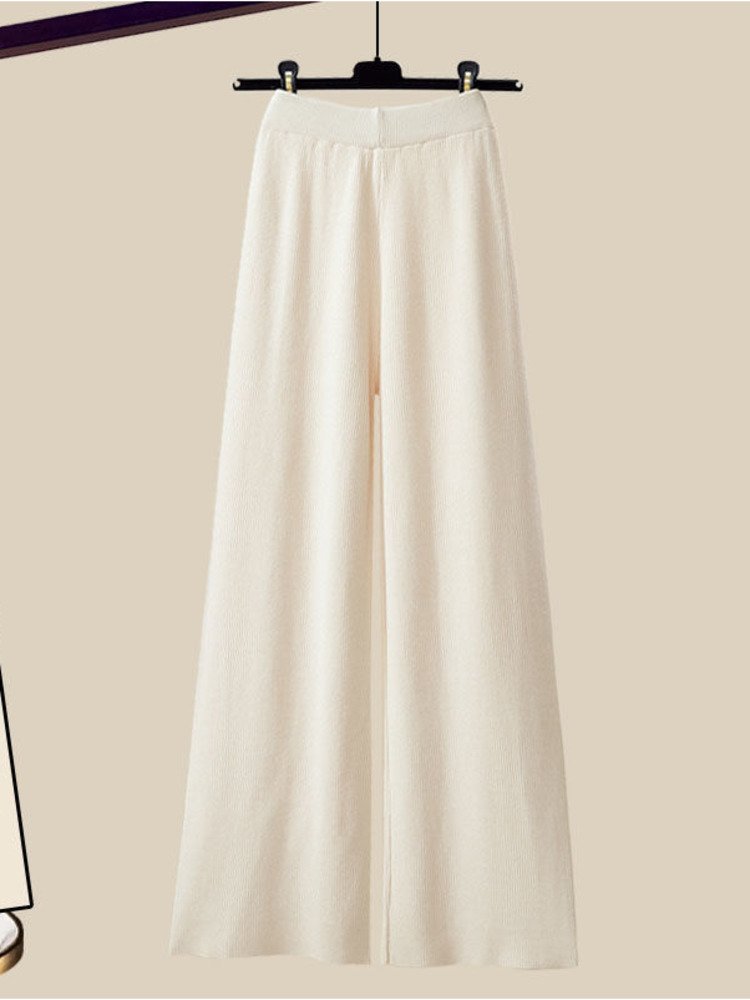 Piece Winter Knit Womens Outfits French Vintage Square Collar Knitted Sweater And Wide Leg Pants Two Pieces Office Lady Sets 221007