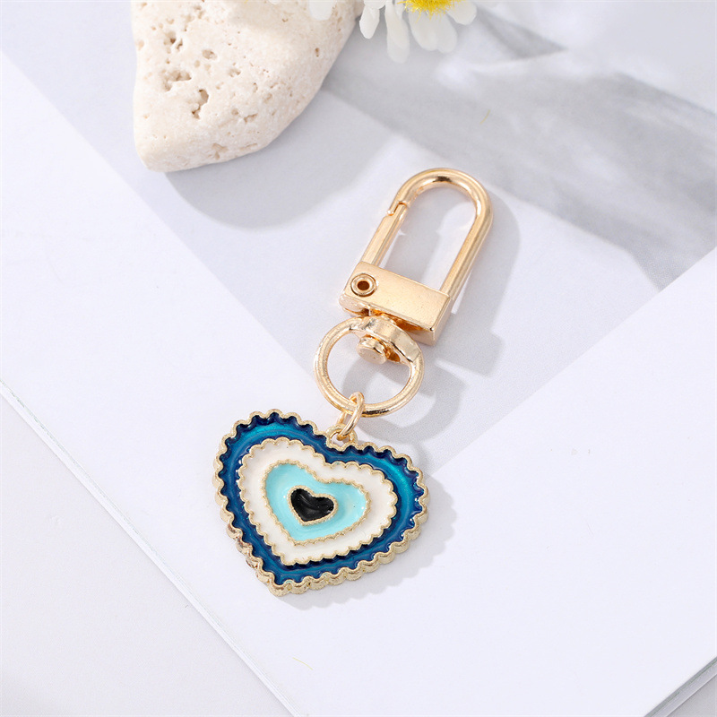 Irregular Heart Round Evil Eye Couple Keychain For Women Gift Blue Eye Bag Car Keyring Charm Accessories Jewelry