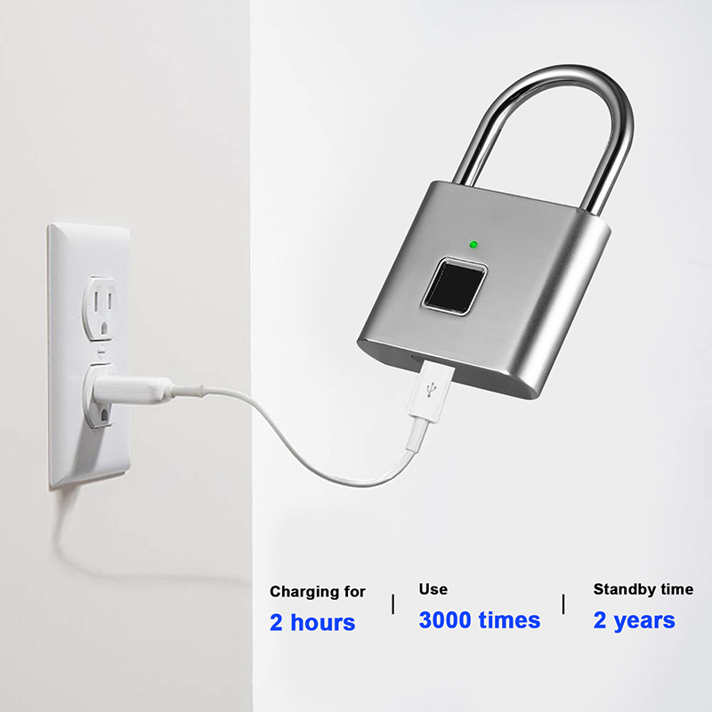 Door Locks Rechargeable USB Keyless Lock Fingerprint Smart Padlock Quick Unlock Zinc alloy Metal Self Developing Chip 221007