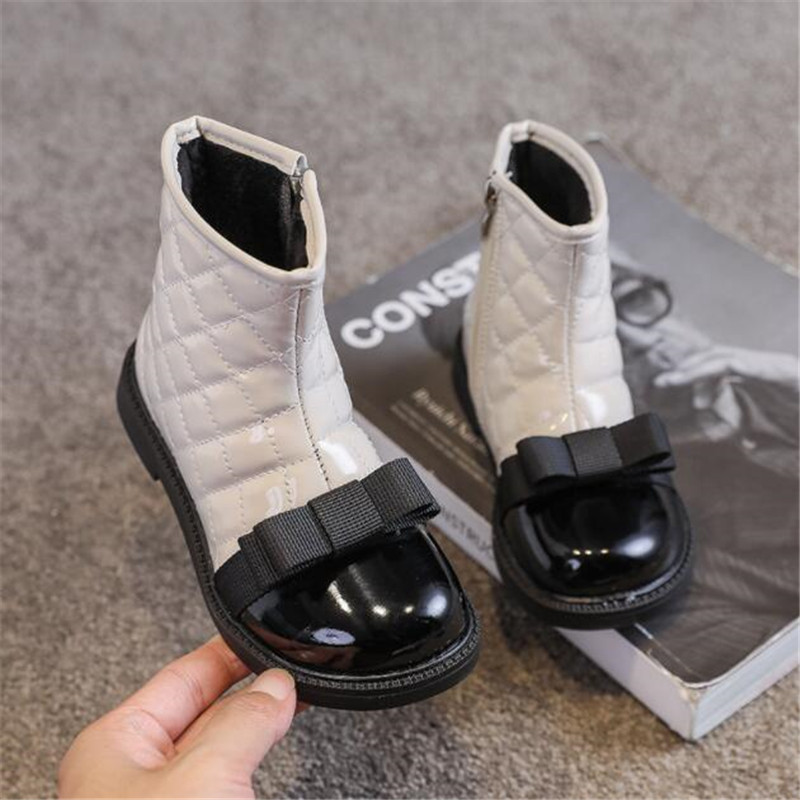 Boots Kids Bow Winter Baby Girls Black Fashion Children Ankle Shoes Toddler Warm Princess Shoe Soft Pu Leather 221007