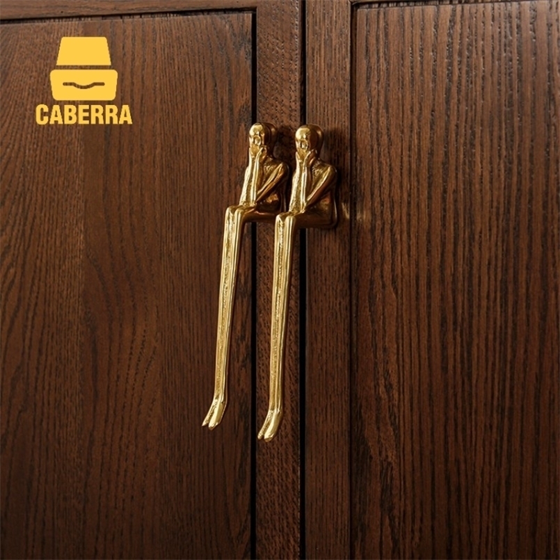 Handles Pulls Brass Drawer Knob Thinkershaped Furniture Kitchen Cabinet Cupboard Knobs for Cabinets and Drawers Wardrobe Pull 221007