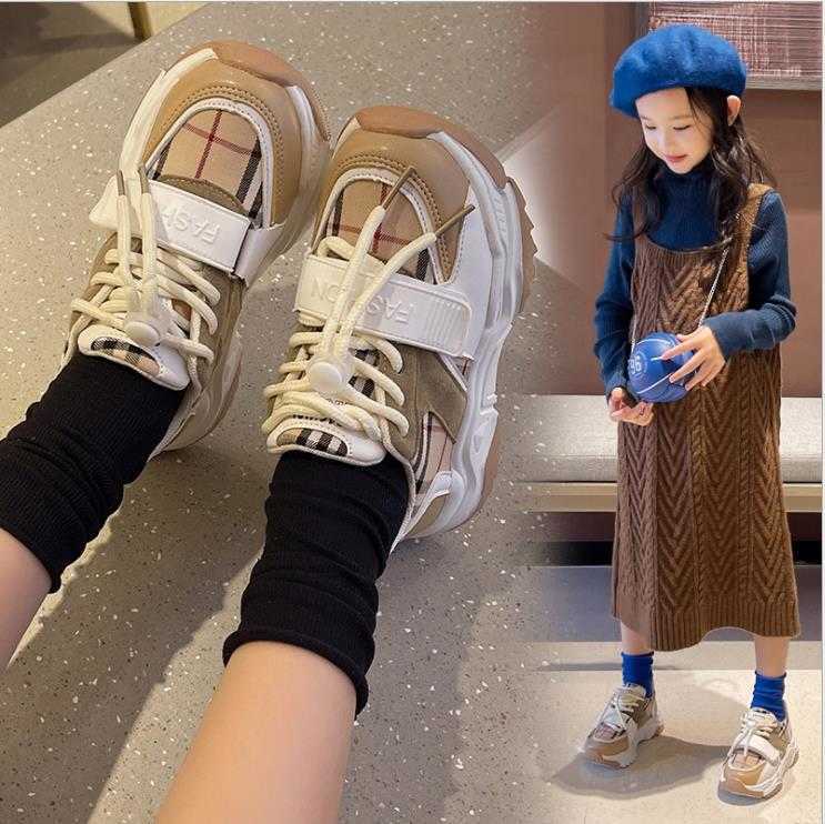 Shoes Toddler Girls Kids Boy Sneakers Plaid Breathable Children Tennis Fashion Little Baby Shoes