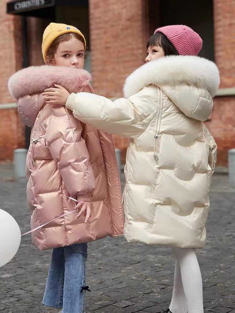Jackets Children's down jacket girls' medium and long 2022 new foreign style girls' winter coat girls' warm winter clothes L221007