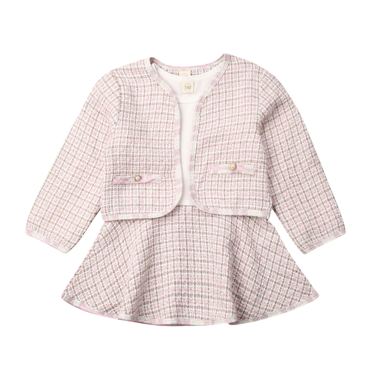 Clothing Sets 2PCS Autumn Winter Spring Party Baby Girls Clothes Plaid Coat TopsTutu Dress Formal Outfits Fit For 06 Years 221007