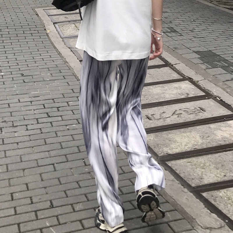 Womens Pants Capris Wide Leg Pants Women Harajuku High Waist Chic Vintage BF Style Teens Streetwear Ins Elastic Trouser Pantalones Vintage Preppy 2210