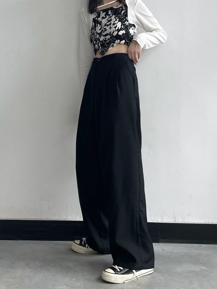 Womens Pants Capris HOUZHOU Vintage Baggy Pants Women Loose Streetwear High Waist Trousers Casual Famale Korean Fashion Basic Hippie Harajuku Pants 22