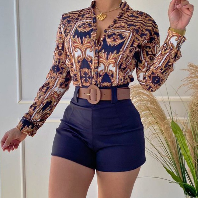 2023 Print Two Piece Pants Women Casual Shirt and Shorts 2Pcs Set Long Sleeved Outfits Free Ship, 7#
2023 Print Two Piece Pants Women Casual Shirt and Shorts 2Pcs Set Long Sleeved Outfits Free Ship, 7#