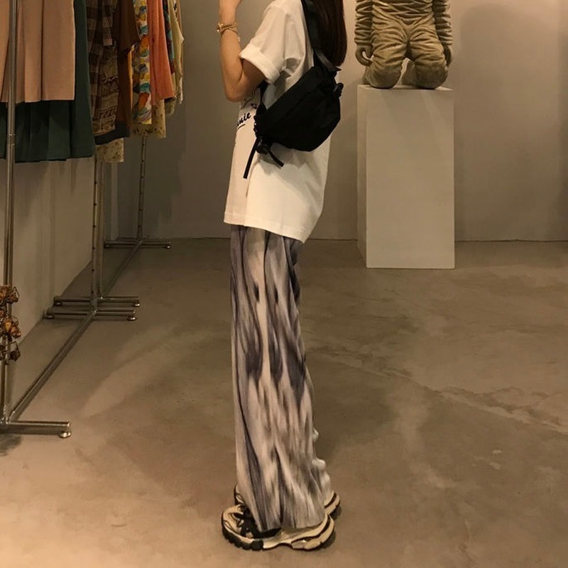 Womens Pants Capris Wide Leg Pants Women Harajuku High Waist Chic Vintage BF Style Teens Streetwear Ins Elastic Trouser Pantalones Vintage Preppy 2210