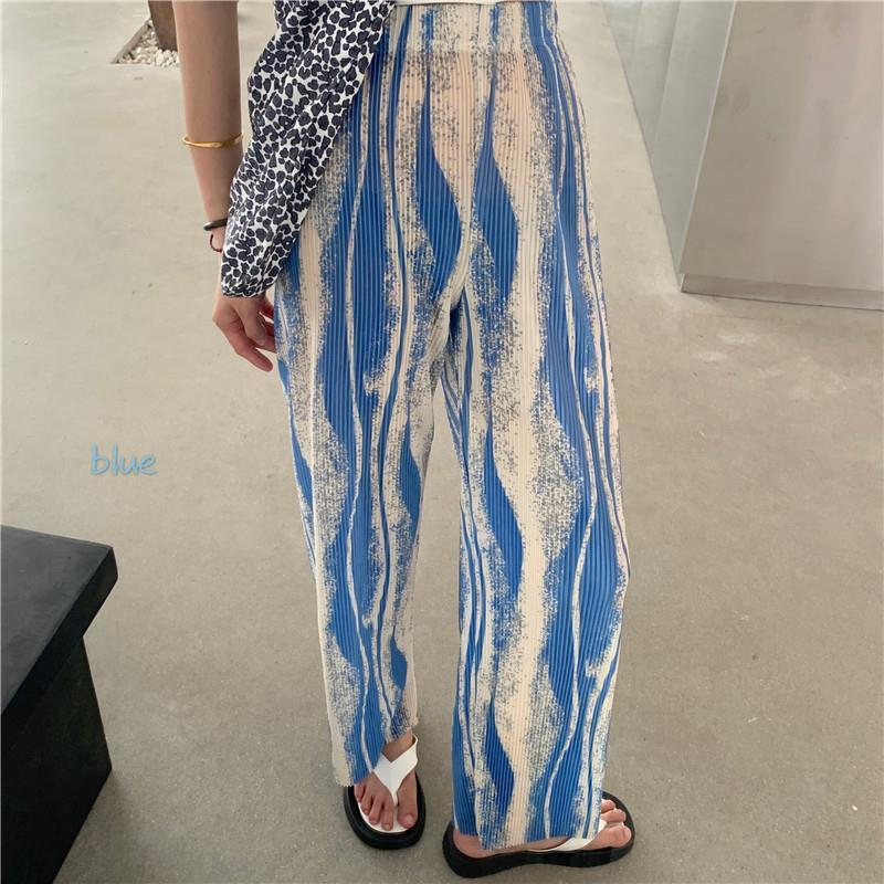 Womens Pants Capris Full Length Pants Women Trendy Pleated Summer Soft High Waisted Allmatch Chic Ladies Trousers Vintage Print Leisure Womens Pant 22