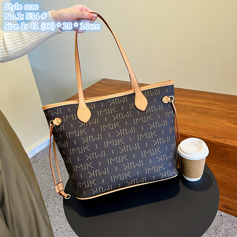 Wholesale factory womens shoulder bags 2 styles simple and versatile retro printed tote bag fashion letters women handbags elegant contrast leather handbag 534 #