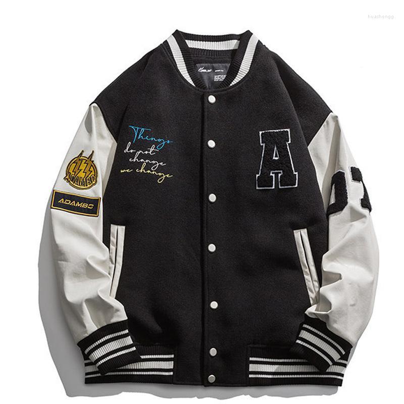 Men's Jackets Men's Harajuku Bomber Women's Jacket Single-breasted Loose Leather Sleeve Baseball Uniform Coat Letter Bear, Black
Men's Jackets Men's Harajuku Bomber Women's Jacket Single-breasted Loose Leather Sleeve Baseball Uniform Coat Letter Bear, Black