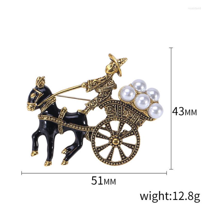 Brooches Zlxgirl Jewelry Antique Gold Vintage Horse Car Scarf Pins For Men's Gifts Nice Enamel Animal Pearl Hijab Accessory Broches