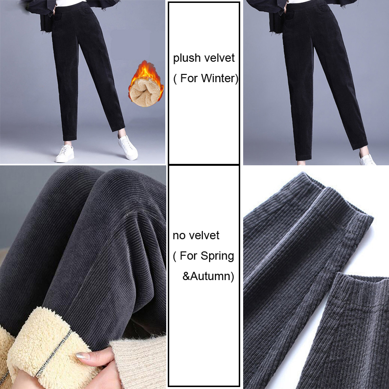 Womens Pants s Plush Thick Casual Corduroy Warm Autumn And Winter High Waist Harem Trouser 221007