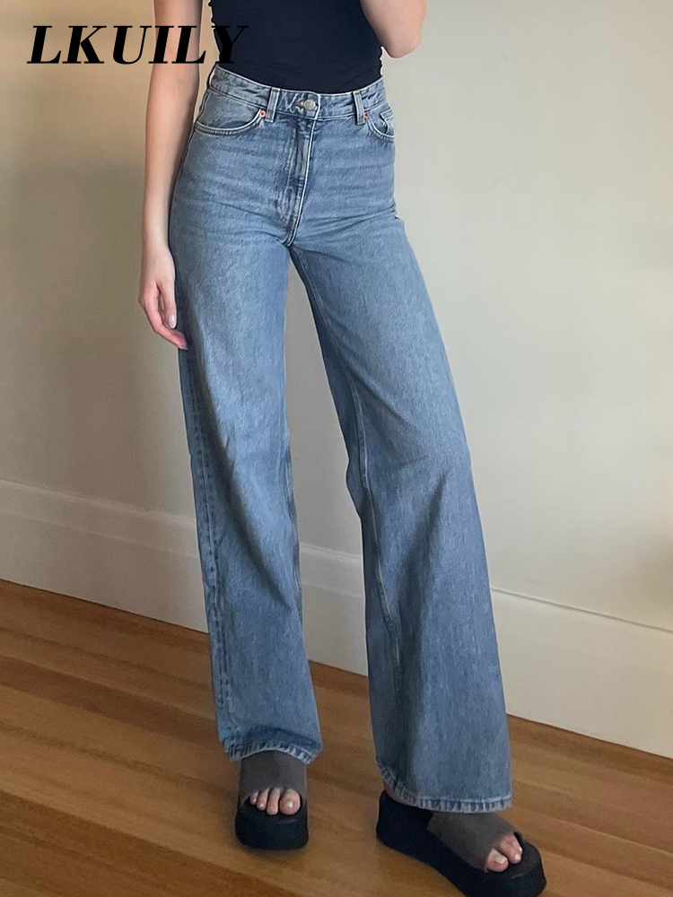 Womens Jeans High Waist Women Baggy Fashion Straight Leg Pants Y2k Denim Trousers Vintage Loose Blue Washed Mom 221007