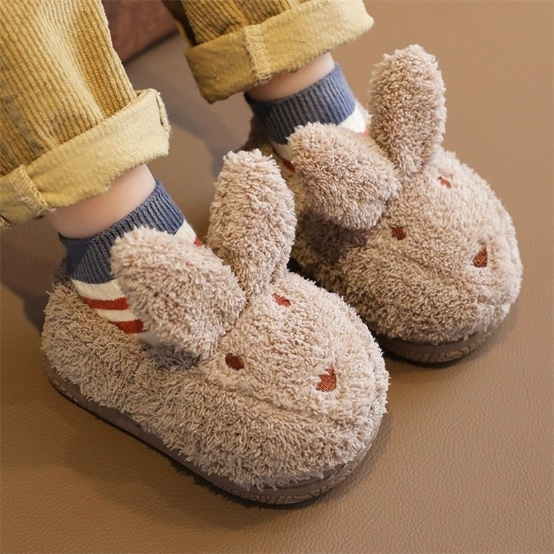 Slipper Winter Ribbit s Kids Toddler Girl Flip Flop Boys Fur Slides Cotton Indoor Shoes Warm Fluffy House Children 221007