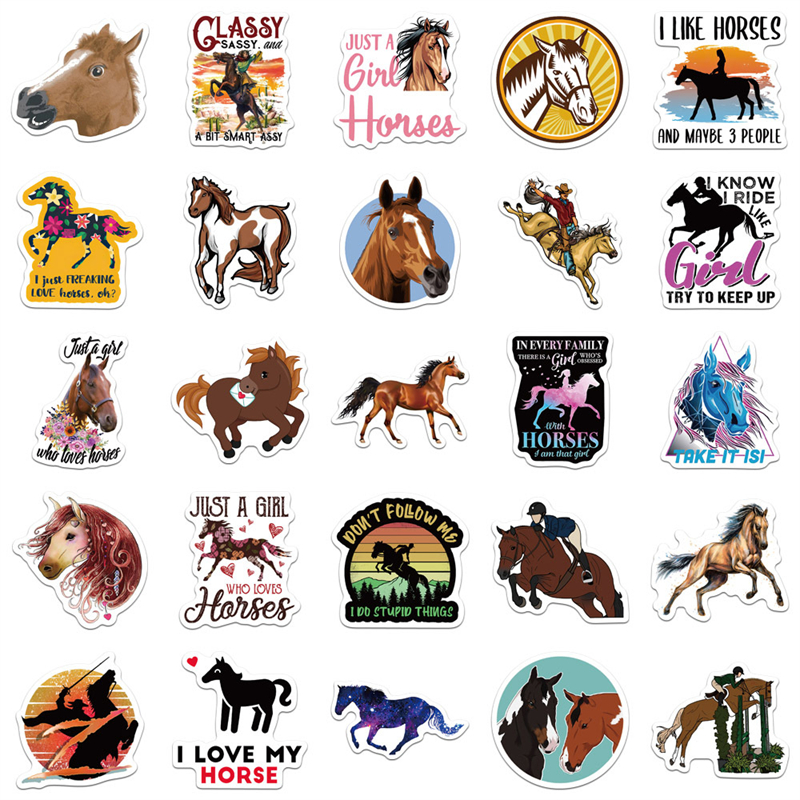 50PCS Horse Riding Stickers equestrian Graffiti Kids Toy Skateboard car Motorcycle Bicycle Sticker Decals Wholesale