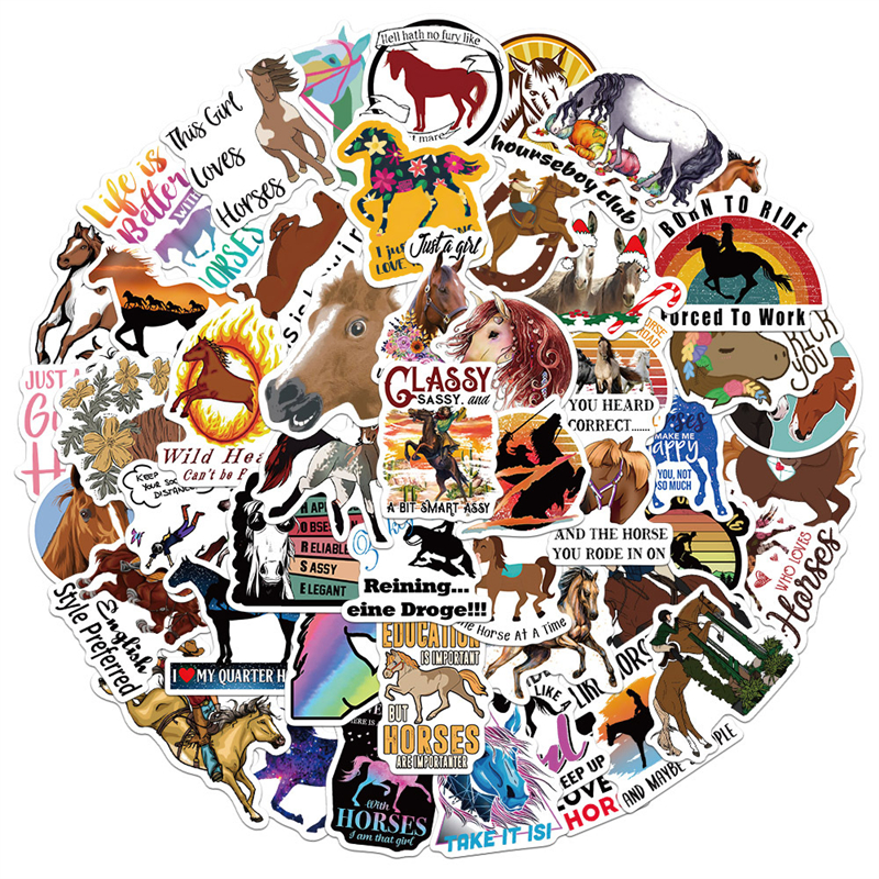 50PCS Horse Riding Stickers equestrian Graffiti Kids Toy Skateboard car Motorcycle Bicycle Sticker Decals Wholesale