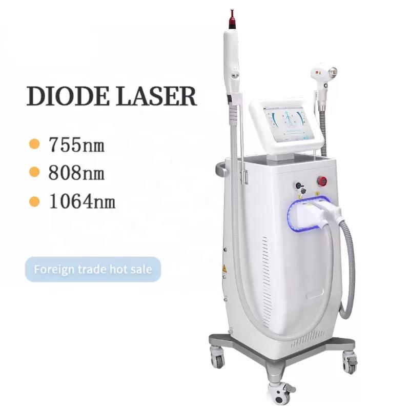 New Ce 2in1 808 Diode Laser Hair Removal Q Switched Nd Yag 755 Nm Picosecond Laser Tattoo Remove Machine