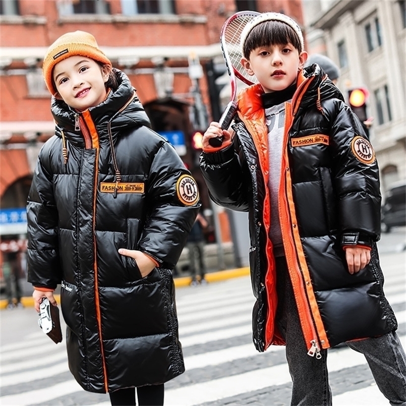 Down Coat 30 Children Winter Warm Thicken Plus velvet Jacket teen Hooded waterproof kids Parka Outerwear Boys Clothing girls clothes 221007