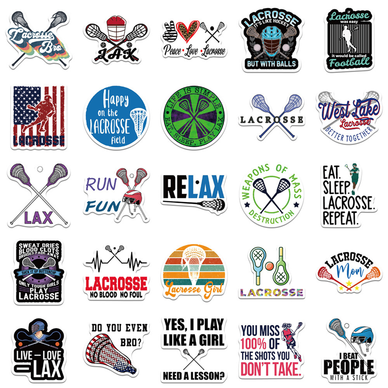 50PCS lacrosse sport Stickers hockey Graffiti Kids Toy Skateboard car Motorcycle Bicycle Sticker Decals Wholesale