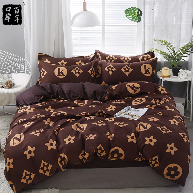 

Bedding Set 4Pcs/Set Style Bed Sheet Pillowcase Duvet Cover Sets Stripe Aloe Cotton Bed Set Home Bed Textile Products LJ201127, Ksn-xiangwangbaolan