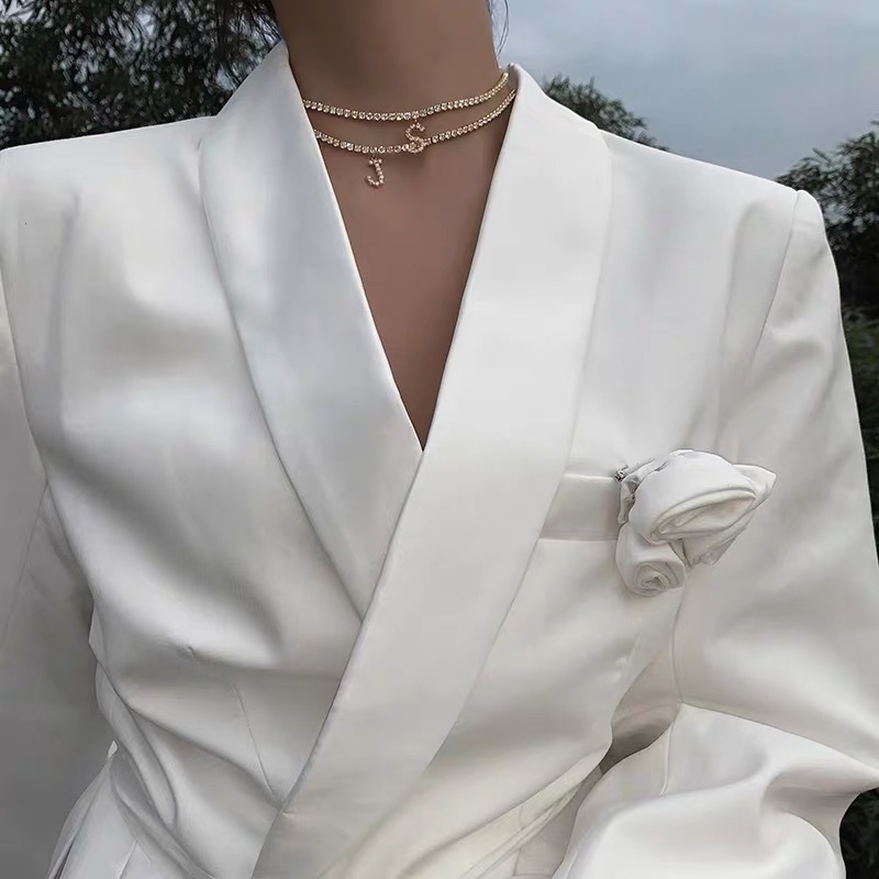 Multilayer Butterfly Pendant Necklace Women Silver Color 26 Initials Letters Crystal Chain Necklace Collar Jewelry