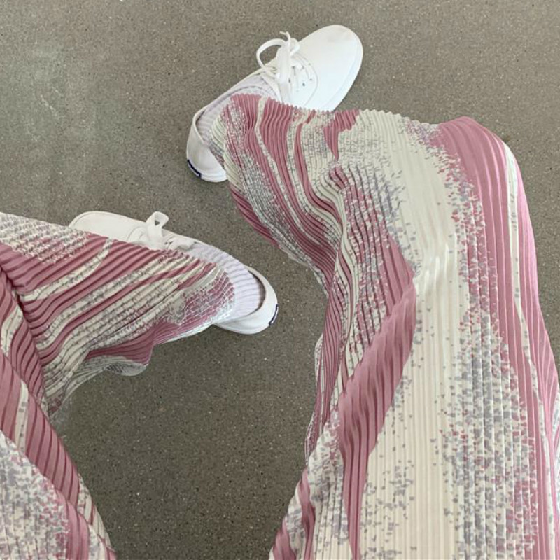 Womens Pants Capris Full Length Pants Women Trendy Pleated Summer Soft High Waisted Allmatch Chic Ladies Trousers Vintage Print Leisure Womens Pant 22