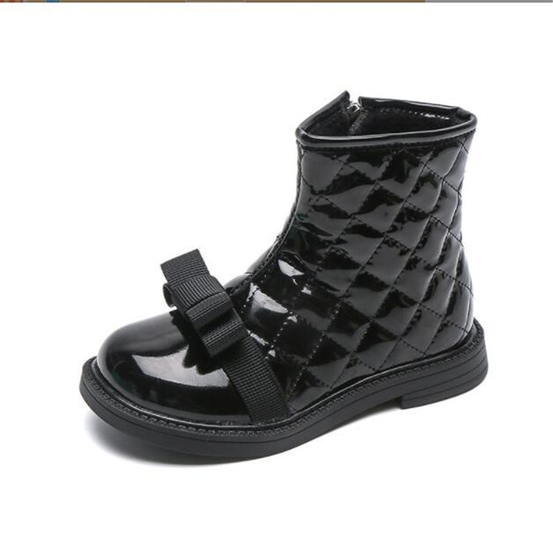 Boots Kids Bow Winter Baby Girls Black Fashion Children Ankle Shoes Toddler Warm Princess Shoe Soft Pu Leather 221007