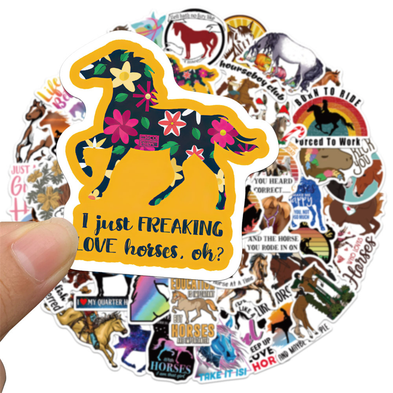50PCS Horse Riding Stickers equestrian Graffiti Kids Toy Skateboard car Motorcycle Bicycle Sticker Decals Wholesale