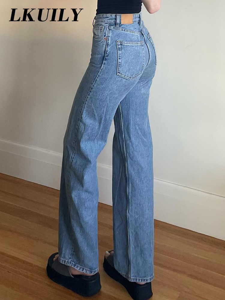 Womens Jeans High Waist Women Baggy Fashion Straight Leg Pants Y2k Denim Trousers Vintage Loose Blue Washed Mom 221007