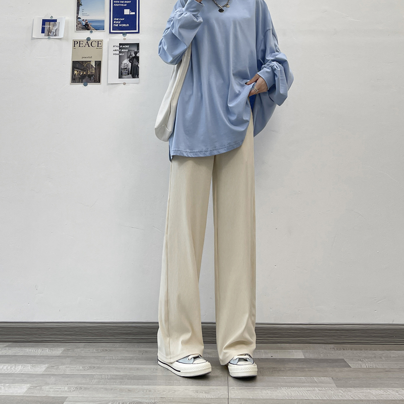 Womens Pants Capris Pants Womens Chic Allmatch Simple Autumn Solid Fashion Elegant Ladies Korean Style Leisure Daily Soft Empire Loose Wideleg 221007