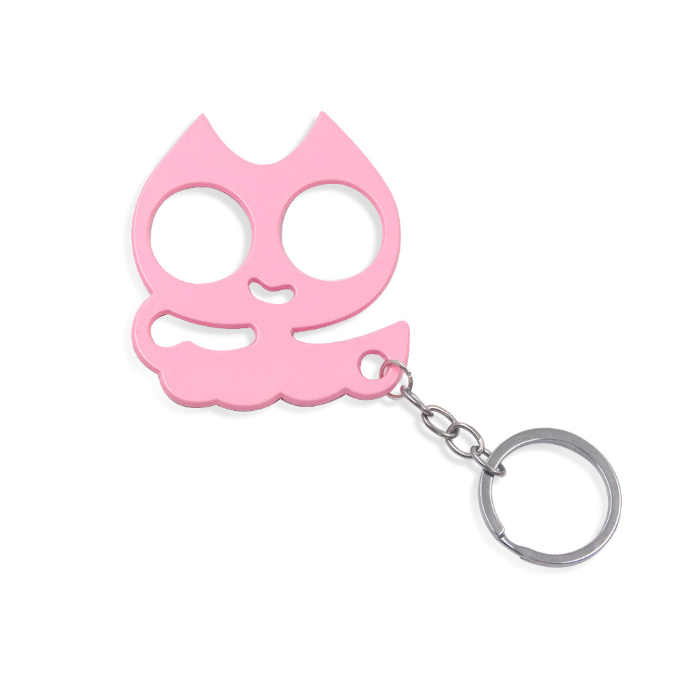 Key chain outdoor equipment self-defense self-defense metal cute cat hand buckle boys and girls two finger window breaker