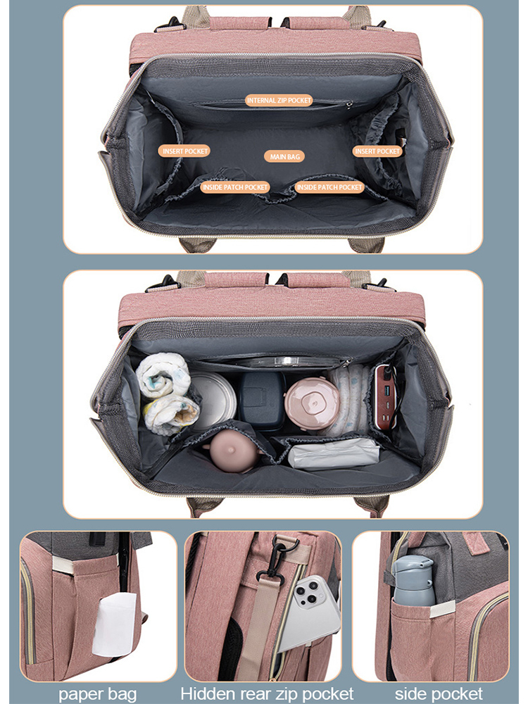 Diaper Bags Folding Mommy Lightweight Portable Crib Bed Largecapacity Baby Backpack Female Outting Mummy 221007