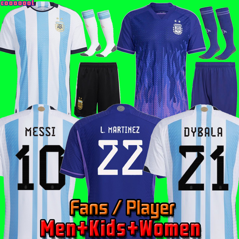 Argentina soccer Jersey football shirt 2022 woRLD CUp DYBALA AGUERO MARADONA DI MARIA MESSIs 22 23 fans player version Men Kids kit sets uniforms socks 666, Away men