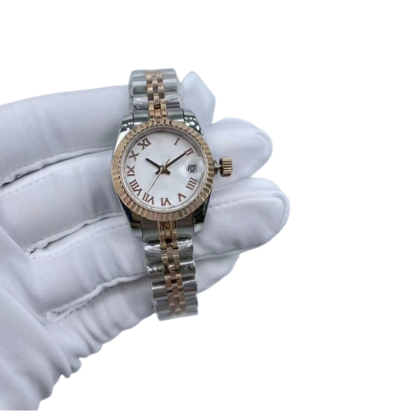 Multiple Colors Women Watch 26mm Automatic Mechanical Black Roman Dial Full Stainless Steel Jubilee Rose Gold Strap 2813 Movement Date Lady Self-winding Wristwatch, Tool
Multiple Colors Women Watch 26mm Automatic Mechanical Black Roman Dial Full Stainless Steel Jubilee Rose Gold Strap 2813 Movement Date Lady Self-winding Wristwatch, Tool