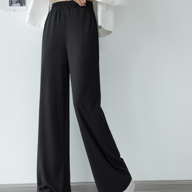 Womens Pants Capris Pants Womens Chic Allmatch Simple Autumn Solid Fashion Elegant Ladies Korean Style Leisure Daily Soft Empire Loose Wideleg 221007