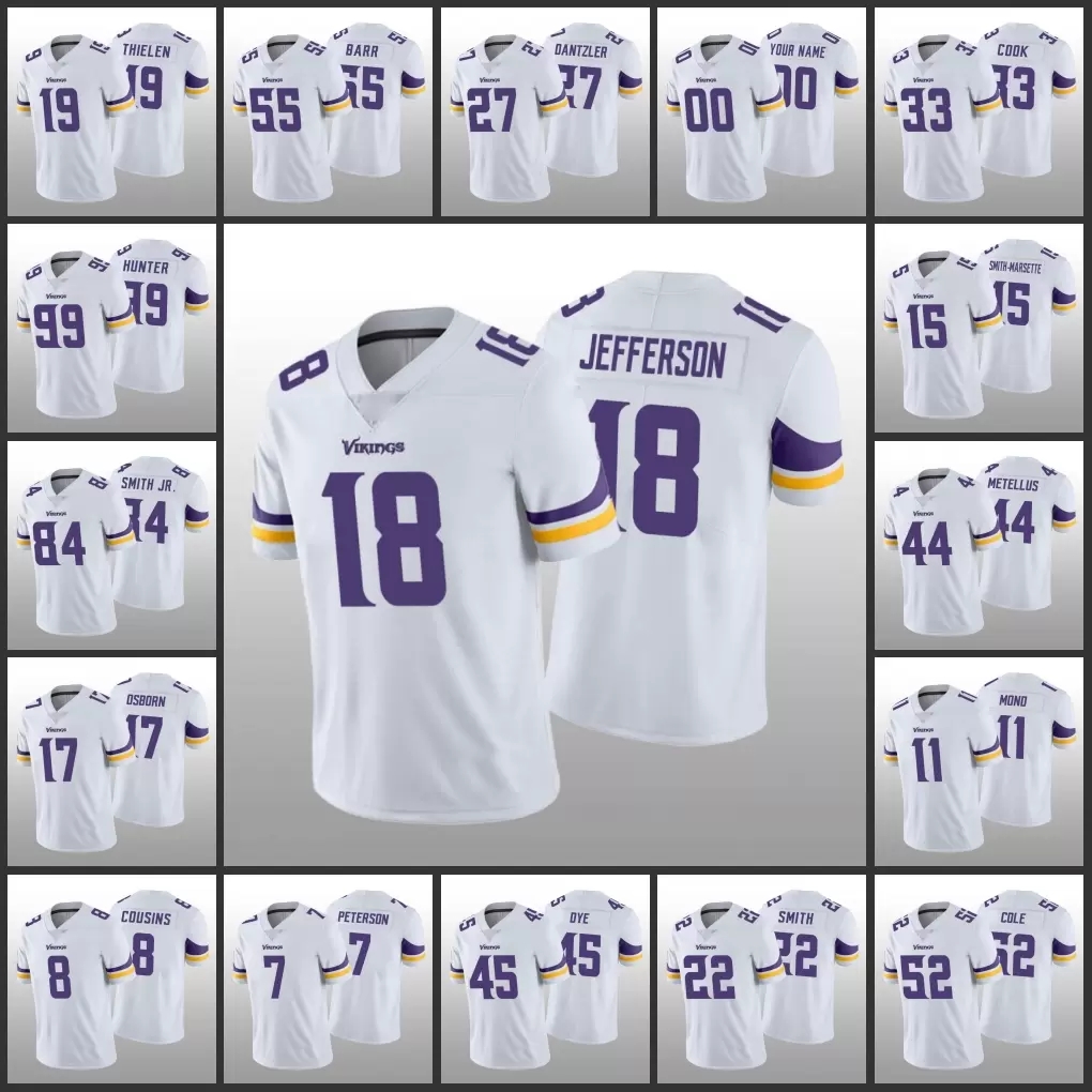 

28H Jersey Minnesota''Vikings''Men #33 Dalvin Cook 54 Eric Kendricks 19 Adam Thielen 18 Justin Jefferson''NFL''Women Youth Custom White Limited, Mens wjr