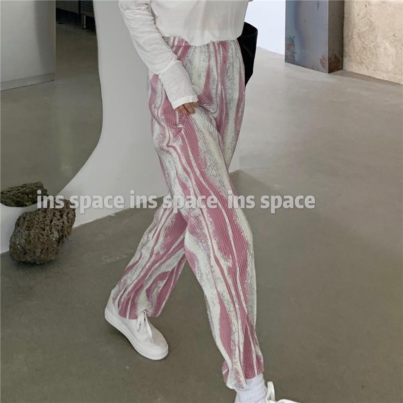 Womens Pants Capris Full Length Pants Women Trendy Pleated Summer Soft High Waisted Allmatch Chic Ladies Trousers Vintage Print Leisure Womens Pant 22