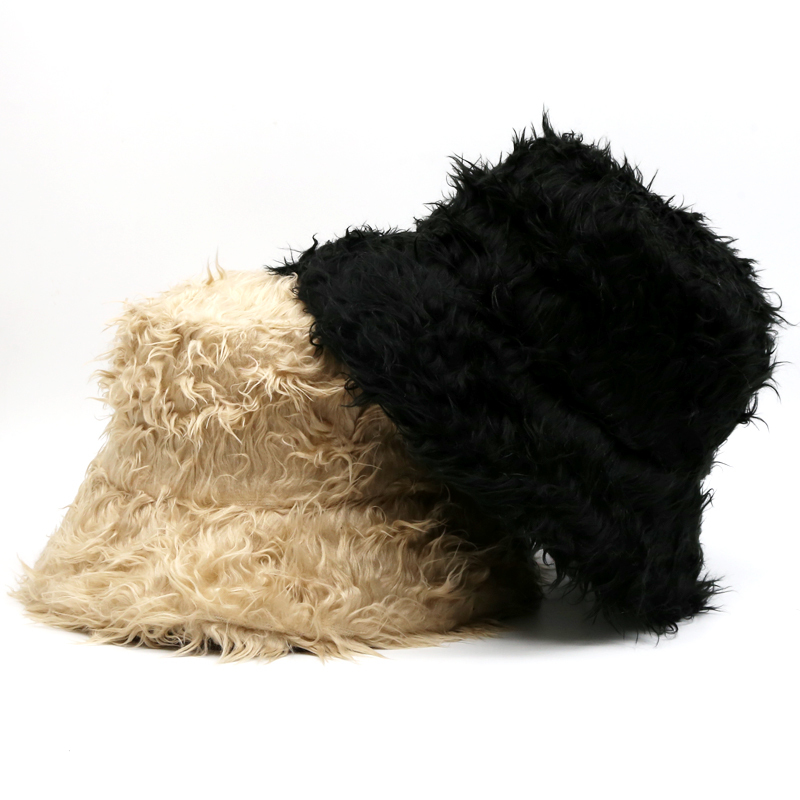 Wide Brim Hats Bucket Hats Winter Faux Fur Bucket Hat Men Solid Thickened Soft Warm Fluffy Panama teddy Cap Outdoor Fashion oversized Women Fisherman 