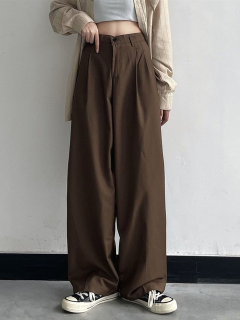 Womens Pants Capris HOUZHOU Vintage Baggy Pants Women Loose Streetwear High Waist Trousers Casual Famale Korean Fashion Basic Hippie Harajuku Pants 22