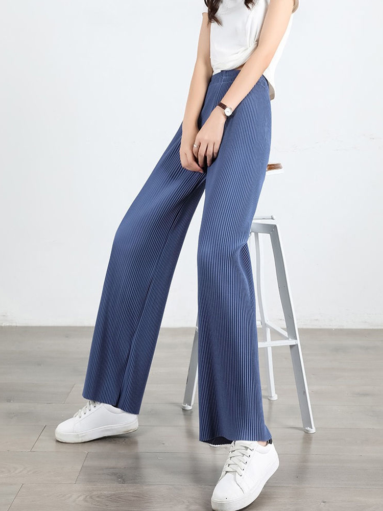 Womens Pants Capris Womens Soft Comfort Ice Silk Pants Summer Basic Baggy Long Wide Trousers for Women High Waist Sweatpants Womens Straight Pant 2210