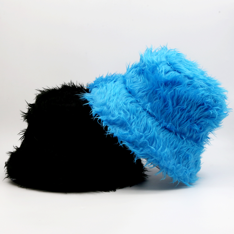 Wide Brim Hats Bucket Hats Winter Faux Fur Bucket Hat Men Solid Thickened Soft Warm Fluffy Panama teddy Cap Outdoor Fashion oversized Women Fisherman 
