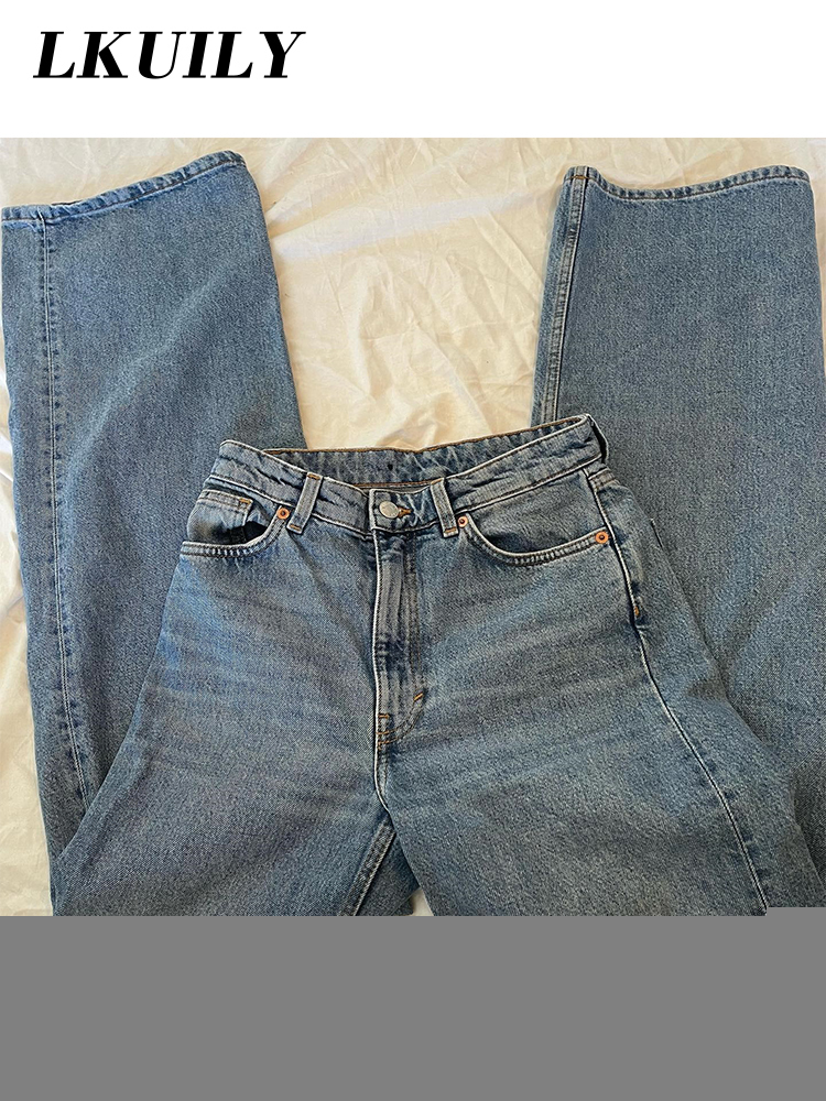 Womens Jeans High Waist Women Baggy Fashion Straight Leg Pants Y2k Denim Trousers Vintage Loose Blue Washed Mom 221007