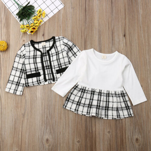 Clothing Sets 2PCS Autumn Winter Spring Party Baby Girls Clothes Plaid Coat TopsTutu Dress Formal Outfits Fit For 06 Years 221007