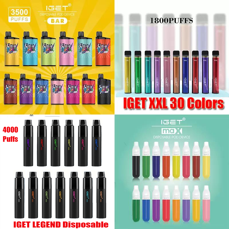 Authentic IGET LEGEND XXL Bar Plus Max Disposable Pod E-cigarette Device Kit 1800 3500 2300 4000 Puffs 950mAh Battery 7ml Prefilled Cartridge Vape Pen Original
Authentic IGET LEGEND XXL Bar Plus Max Disposable Pod E-cigarette Device Kit 1800 3500 2300 4000 Puffs 950mAh Battery 7ml Prefilled Cartridge Vape Pen Original