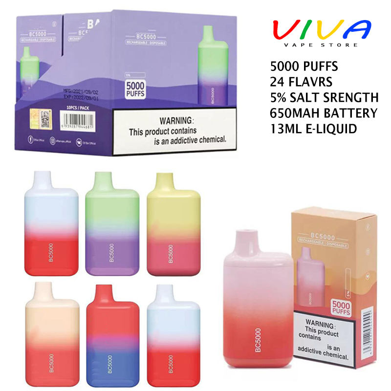 Elf BC5000 Rechargeable E Cigarette Disposable Vape Pen Bar 5000 Puffs Pre-filled 13ml Cartridges Bars Vapes Stick Device
Elf BC5000 Rechargeable E Cigarette Disposable Vape Pen Bar 5000 Puffs Pre-filled 13ml Cartridges Bars Vapes Stick Device